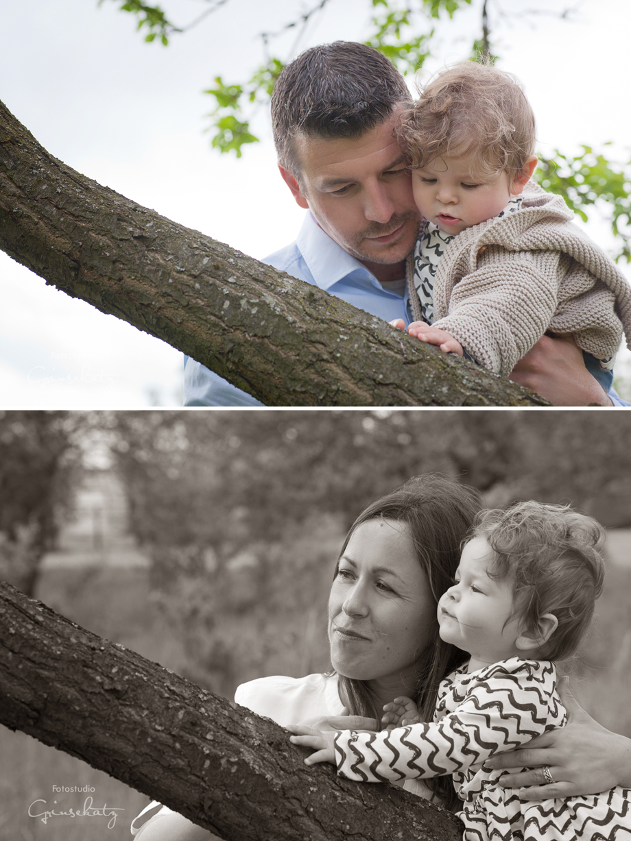 familienfotos draussen kleinkind grinsekatz